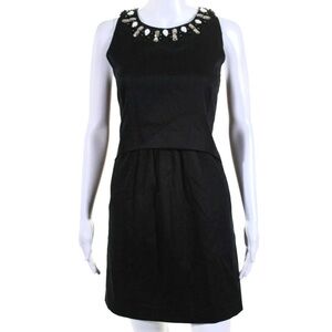 Milly of NY Vintage Black Jewel Neck Mini Dress